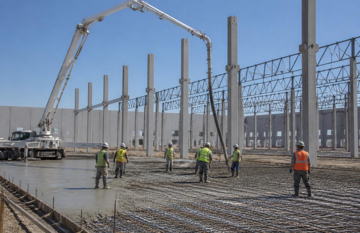 Magazinë industriale në ndërtim